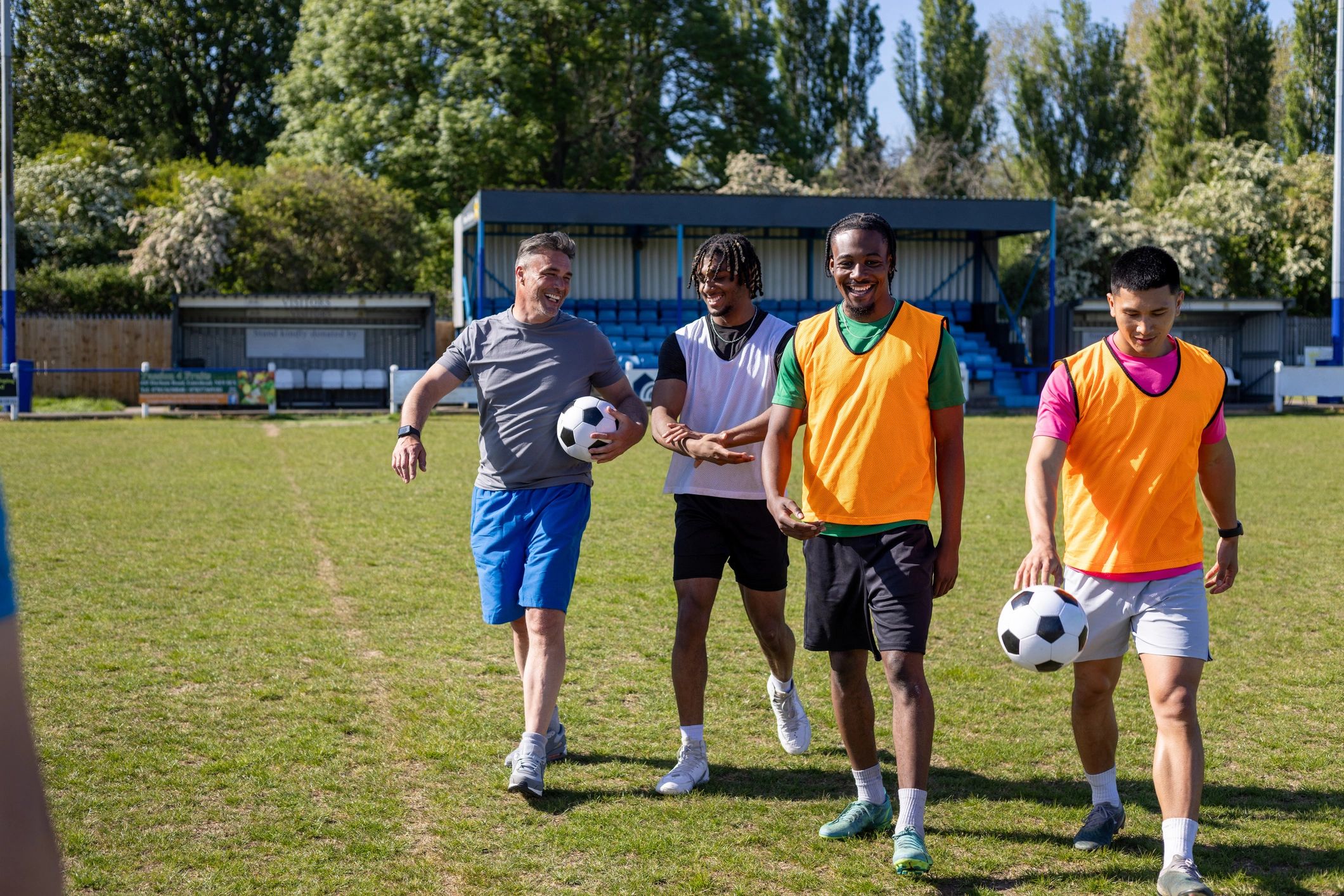 Football team walking together after a match